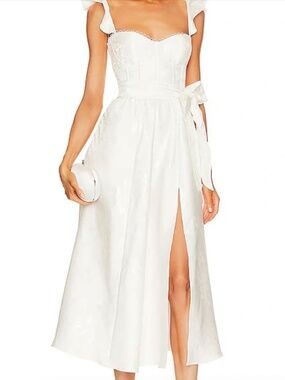 yellow lace off the shoulder dress Miss Circle Women's Ersilia Pale Yellow Satin Lace Peplum Corset Off Shoulder Maxi Dress main image 0
